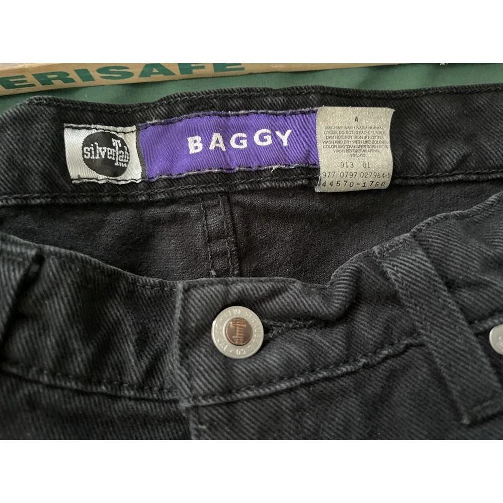 Vintage Levi's SilverTab BAGGY Fit Jeans Black Denim W34 L34 90s Skater Grunge